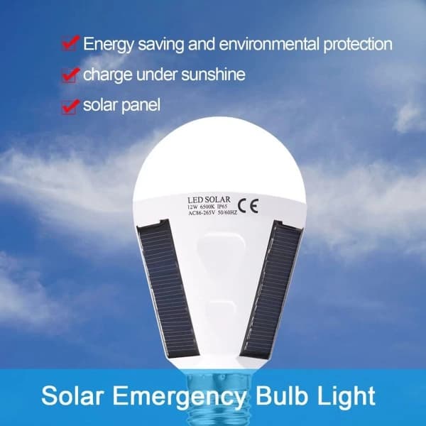 LED solcellelampe, E27 IP 65 vandtæt indendørs/udendørs solcellelampe