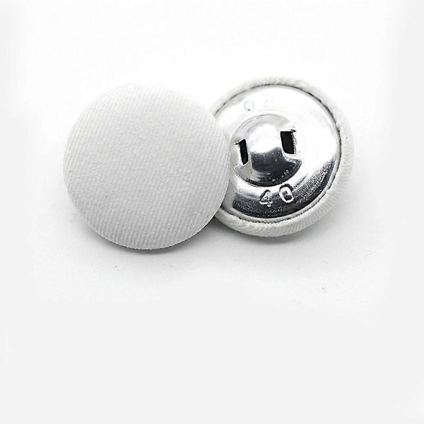10 st Kläder DIY Runda Dekorativa Klänningsskjorta Tygklädda Tyglappar Metallknappar white 15MM