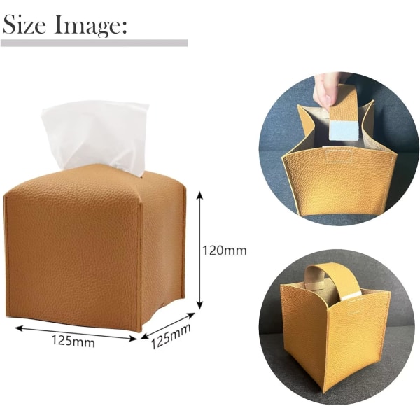 Tissue Box, Brun Modern Läder Tissue Box, påfyllningsbar, för