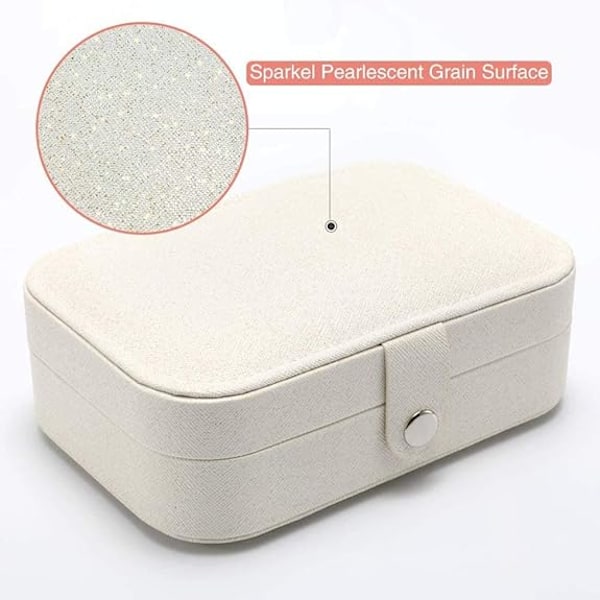 Smykkeskrin Lille Smykkeorganiser Rejsesmykkeetui Opbevaring til Kvinder Piger, Premium Kunstlæder Dobbelt Lag Smykkeskrin Organiser White