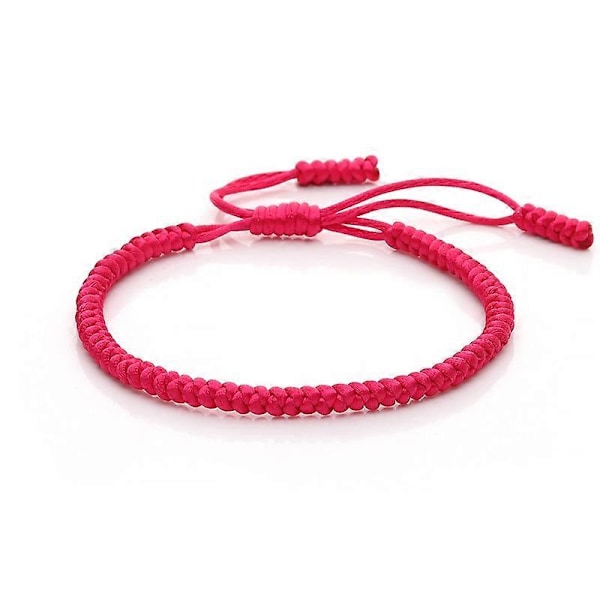 Handgjort Tibetansk Buddhistiskt Flerfärgat Lyckoknutar Reparmband Kvinnor Justerbara Charmarmband & Armringar För Män Vintage Smycken rose red