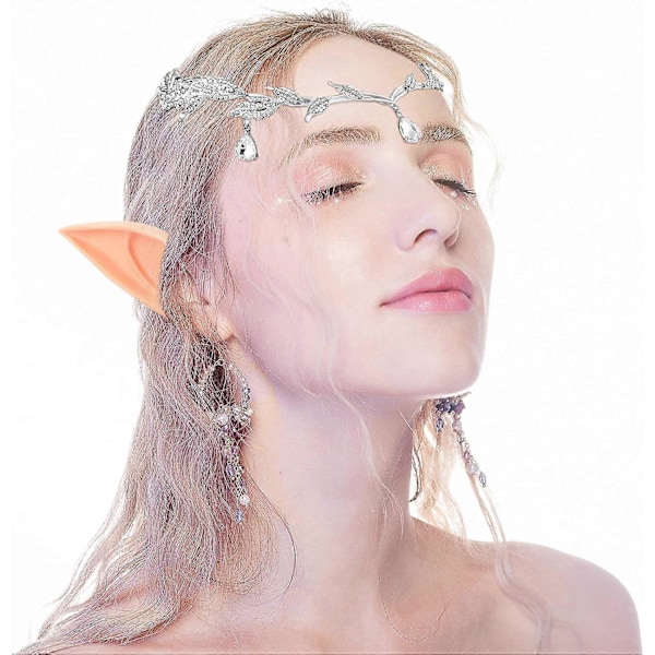 Elf Tiara og Ører Sæt Krystal Prinsesse Krone Tiara til Kvinder Bryllupsfest Fe Øre Cosplay Halloween