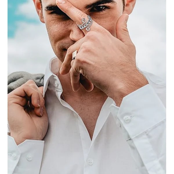 4 st Fidget Spinner Ringar för Kvinnor Öppna Snurrande Knogringar Stapelbara Ringar Justerbara Ringar i Rostfritt Stål