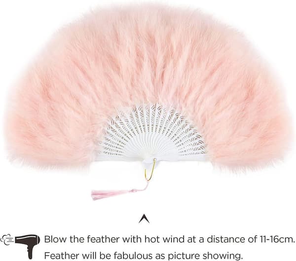 Fjäderfjäder, Vintage Vikfjäder Flapper Handfjäder - Pink