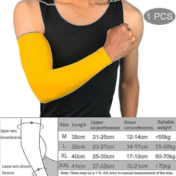 Andningsbara, snabbtorkande, UV-resistenta löparärmar, basketarmbågsskydd, träningsarmbågsskydd HY A Yellow L