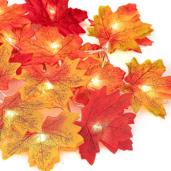 20 LED Maple String Lights - Maple Leaves - Outdoor, Home, Christmas, Thanksgiving, Decoration