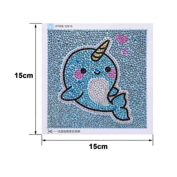 5D Diamantmalingssæt til børn Fuld bore-mal-efter-nummer-sæt til børn Rhinestone Diamantbroderi Boligindretning (Hval)[J]