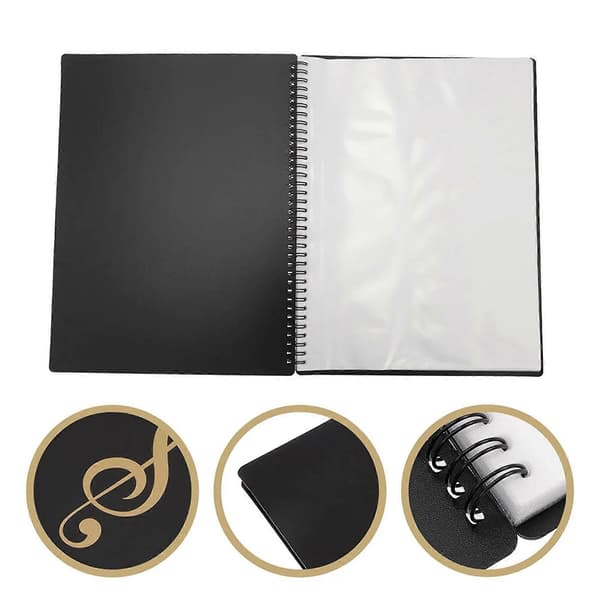 Dokumentopbevaringsorganisator Mappemappe 60 sider Nodefil Papir Opbevaringsmappe til placering af noder [J] Pure black without p