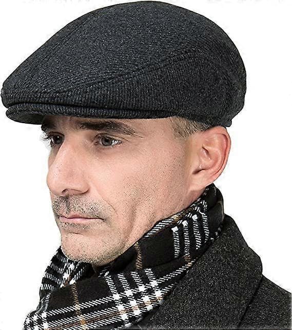 Mænd Efterår Vinter Spids Flad Kasket Justerbare Ørevarmere Køre Kasket Baret Hat[J]