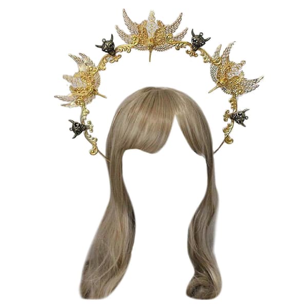 Festival Hårtilbehør Kvinner Studenter Halloween Hårbånd Cosplay Engel Aureole Form Hodebånd Forestillinger Hårring[J] TS 8 1 gold material