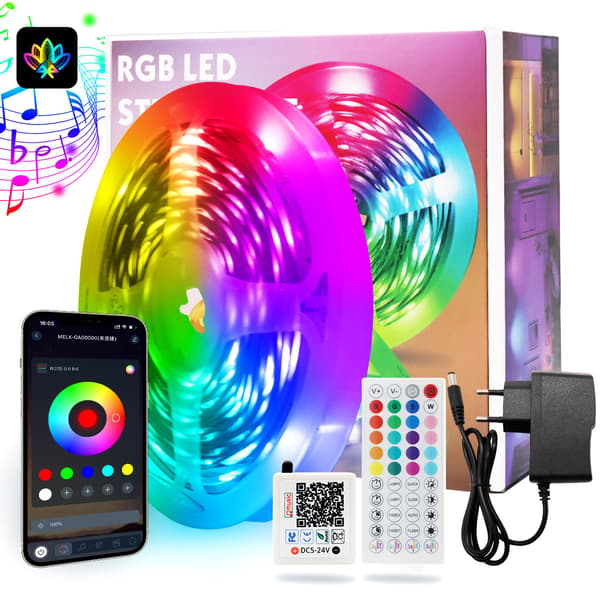LED Strips 3535-12RGB LED-lys, 44-tasters Bluetooth-controller, farverige dekorative lys (25 meter)[J]