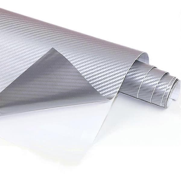 Lila 3D Kolfiber Vinyl Wrap Silver Trim Interiörtillbehör
