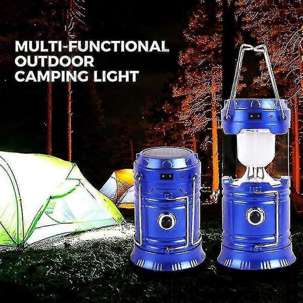 Multifunktionel Udendørs Campinglampe Genopladelig Bærbar Solar Camping La Sort Us