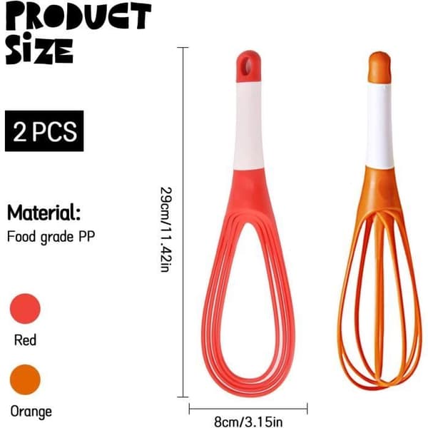2 STK 2-i-1 sammenleggbare silikonvisper, roterende, egg- og smørblander, non-stick kjøkkenredskaper for matlaging
