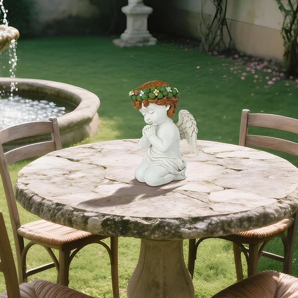Bedende Kerub Engel Statue Retro Harpiks (JJ)