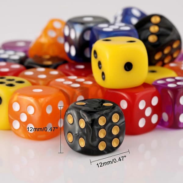 36 stykker 12 mm 6-sidet mini terningesæt, perlemønster D6 spilterningesæt, 6-sidede standard spilterninger til brætspil terningespil klasseværelsesundervisning[J]