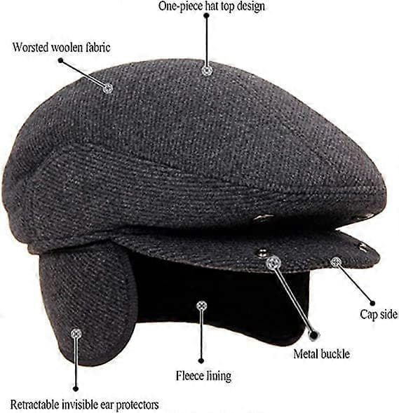 Menn Høst Vinter Flat Caps Justerbare Ørevarmere Kjørecap Beret Lue[J]