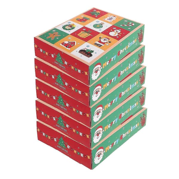 5 st julklappsförpackning julklappspapperslåda julgodisgodisförpackningslåda-inst[J]
