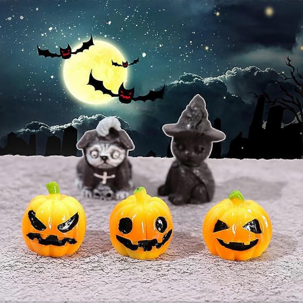Halloween Græskar Ornament Sæt 9 stk. Miniature Glas