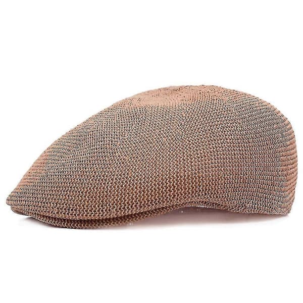 Herre sommer mesh flat cap stråberet lue pustende solskjerm [J]
