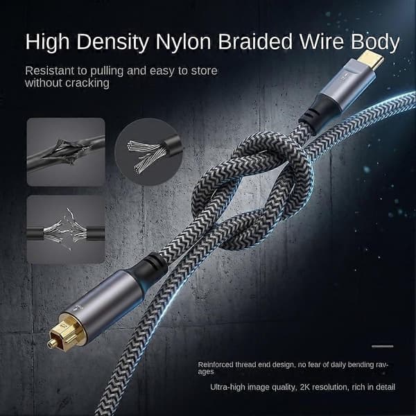 USB-C till optisk ljudkabel Typ-C till SPDIF Toslink 96KHz 24Bit Stöder digitalt ljudutgång för USB C till DAC/förstärkare[J]