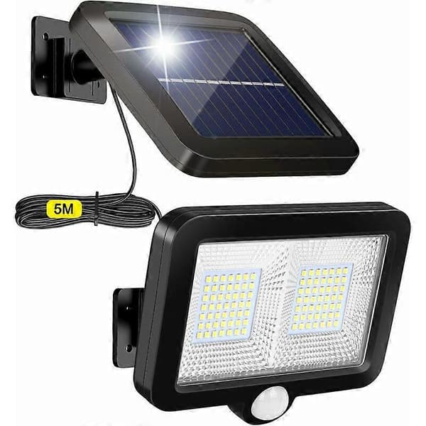 Udendørs solcellelamper med bevægelsessensor, 98 LED spotlights, 5M ledning, 1 stk