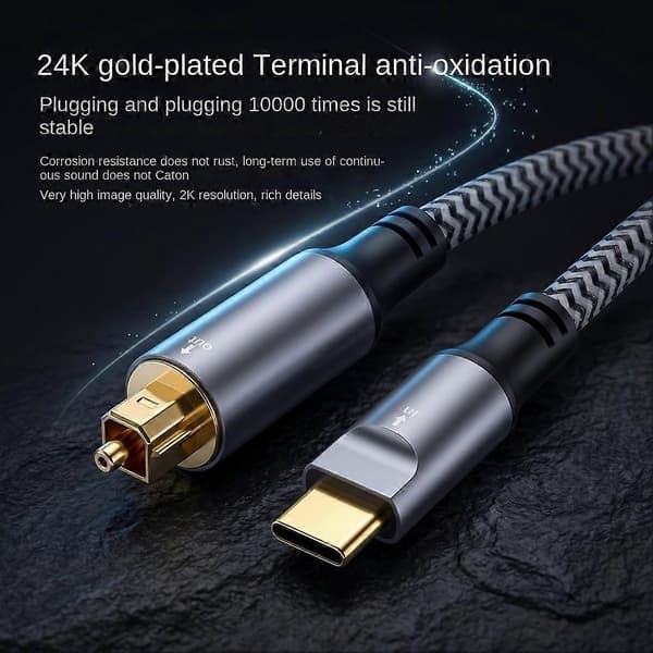 USB-C till optisk ljudkabel Typ-C till SPDIF Toslink 96KHz 24Bit Stöder digitalt ljudutgång för USB C till DAC/förstärkare[J]