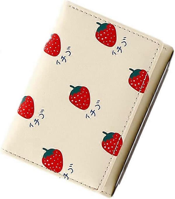 Tecknad Frukt Tri-Fold Pu Plånbok Multi-Kortplats Liten Plånbok för Present (Beige)[J]