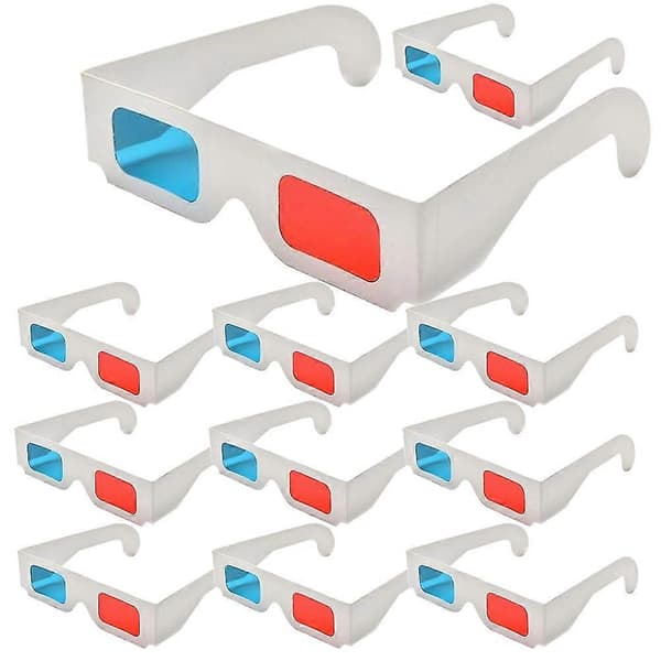 10 kpl 3D-tyyliset lasit 3D-elokuvalasit 3D-katselulasit Punaiset ja siniset 3D-lasit