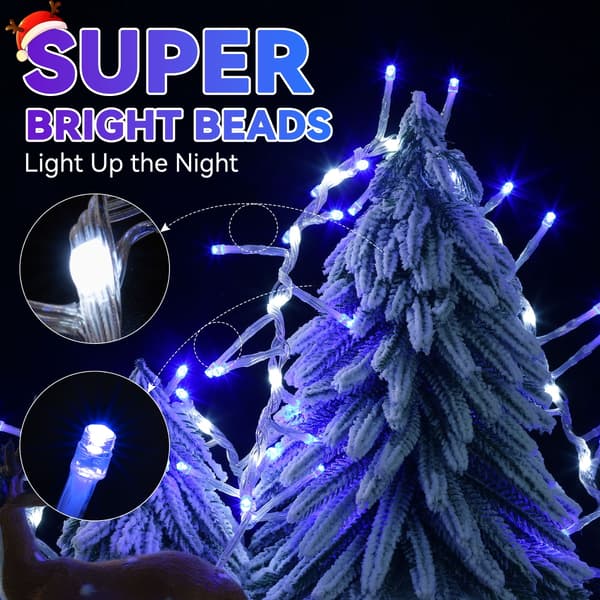 Julelys, LED lyskæde, 10M 100 LED stjernelys, 8 tilstande (blåt lys)