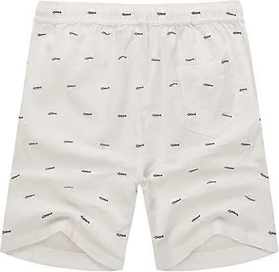 Linshorts for menn Uformell elastisk midje snøring Sommerstrandshorts