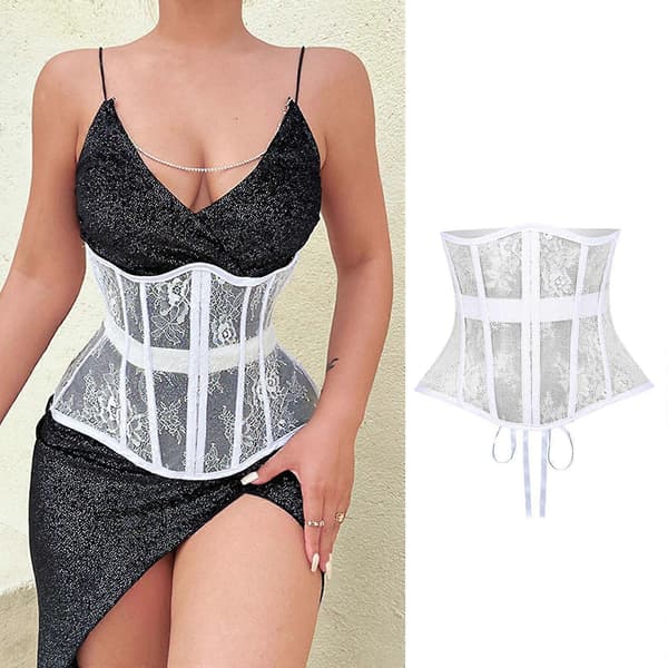 Korset til kvinder med snørebånd og blomstret bustier lingeri body shaper M