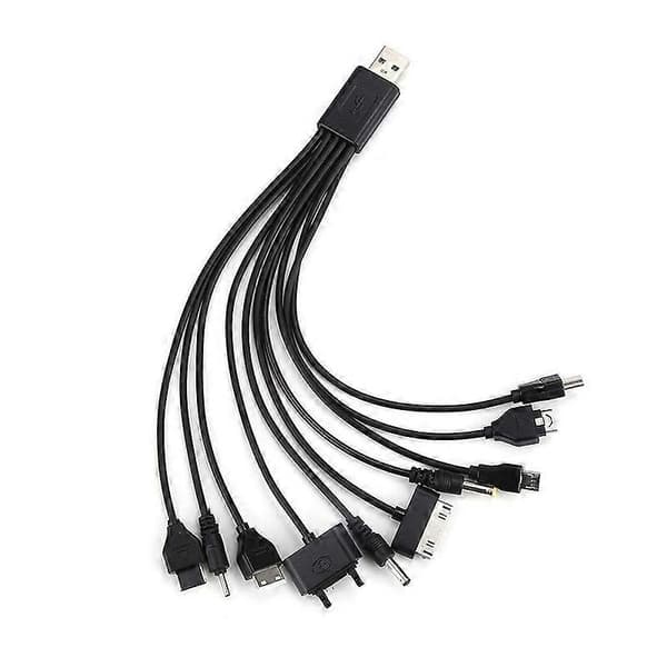 Multi Line Pin Oplader 10 i 1 Universal USB Kabel Telefon Mobiler Adapterledning