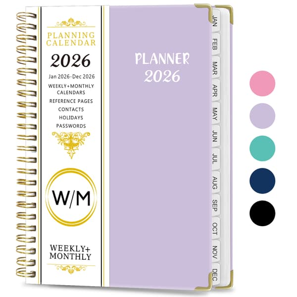 2026 A5 Ugeplanlægger – Spiral Notesbog & Arbejdsplan Log A5-Purple