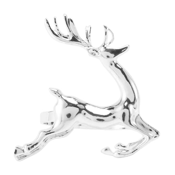 6 stk. servietringe i hjorteform, dekorative bordservietringe til julebryllupsfester hverdag [J] Silver