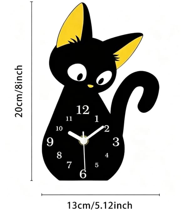 Svart katt analog bordsklocka (JJ)