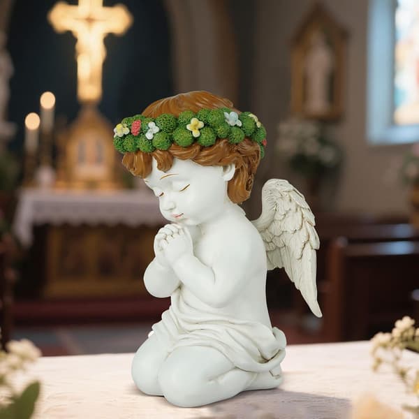 Bedende Kerub Engel Statue Retro Harpiks (JJ)