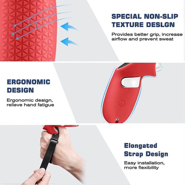 Silikon Touch Controller Greppskydd för Oculus Newest Quest 2, Skyddande och Halkfritt VR Gaming Headset Controller Sleeve Cover (Röd)[J]