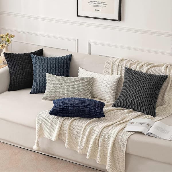 2-pack manchester prydnadskuddfodral 45x45 cm Mjuka Boho-randiga kuddfodral Modern bondgårds heminredning för soffa vardagsrum