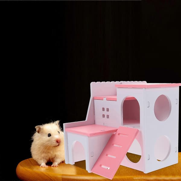 Hamstergjemmested Hus Rosa PVC for Små Kjæledyr Hamstere Gjemmested Hus Lekeplattform[J]