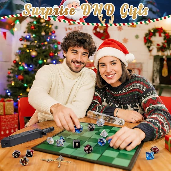 Julekalender, 24-i-1 Mysterium Terningespill, Nedtelling til Jul, Julegave til Dungeons & Dragons Rollespill (J)