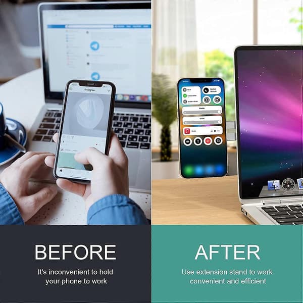 Magnetisk bærbar telefonholder til bærbar computer, MagSafe-tilbehør, foldbar og justerbar computerskærm side telefonholder til iPhone 13 Pro Ma[J] Silver