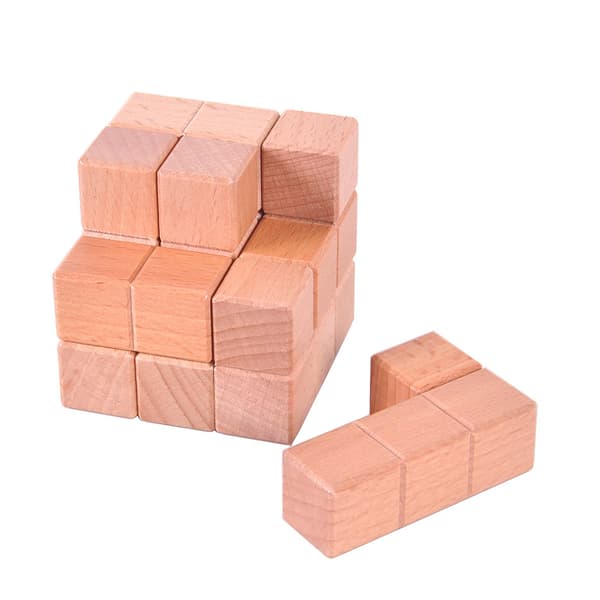 Träkub - logiikkapeli - giljotiinilogiikkapeli - 3D