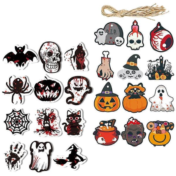 Halloween hængepynt papirdekoration til væg 8 sæt[J]