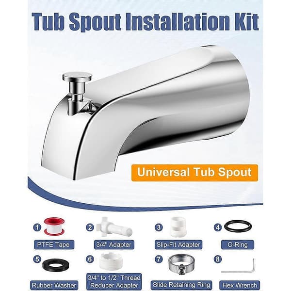 Universal badekarstuds med omskifter, passer til 1/2\" slip-fit kobber, 1/2\" & 3/4\" IPS, udskiftningssæt til vandhane