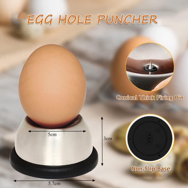 Svart eggstanse, manuell eggeskallstanse i rustfritt stål, eggplukker/separator/visp med plastbase