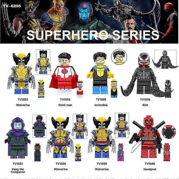 8 stk Wolverine Mini Actionfigurer Byggeklosser, Samleobjekter Superheltleker Julegave til Barn Gutter 8 STK[J]