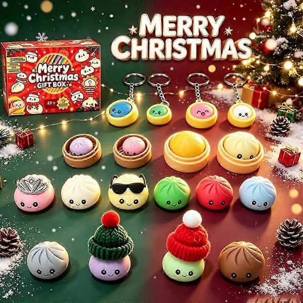 Jul Squishies Adventskalender 24 dagar Överraskningsleksaker Box Julklapp[J] B