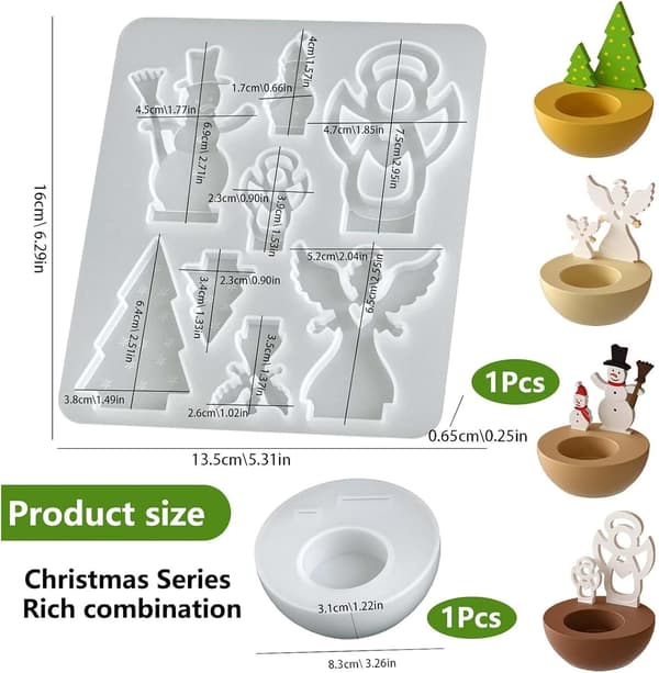 Juletreengelform, silikonform, DIY snømann lysestake (J)