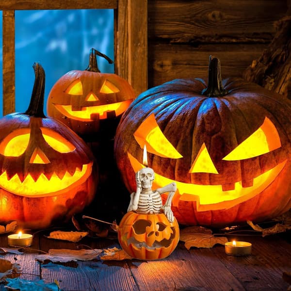 Håndlavet græskar kranie lysform til sæbe, lerhåndværk, 3D lysform til Halloween (J)